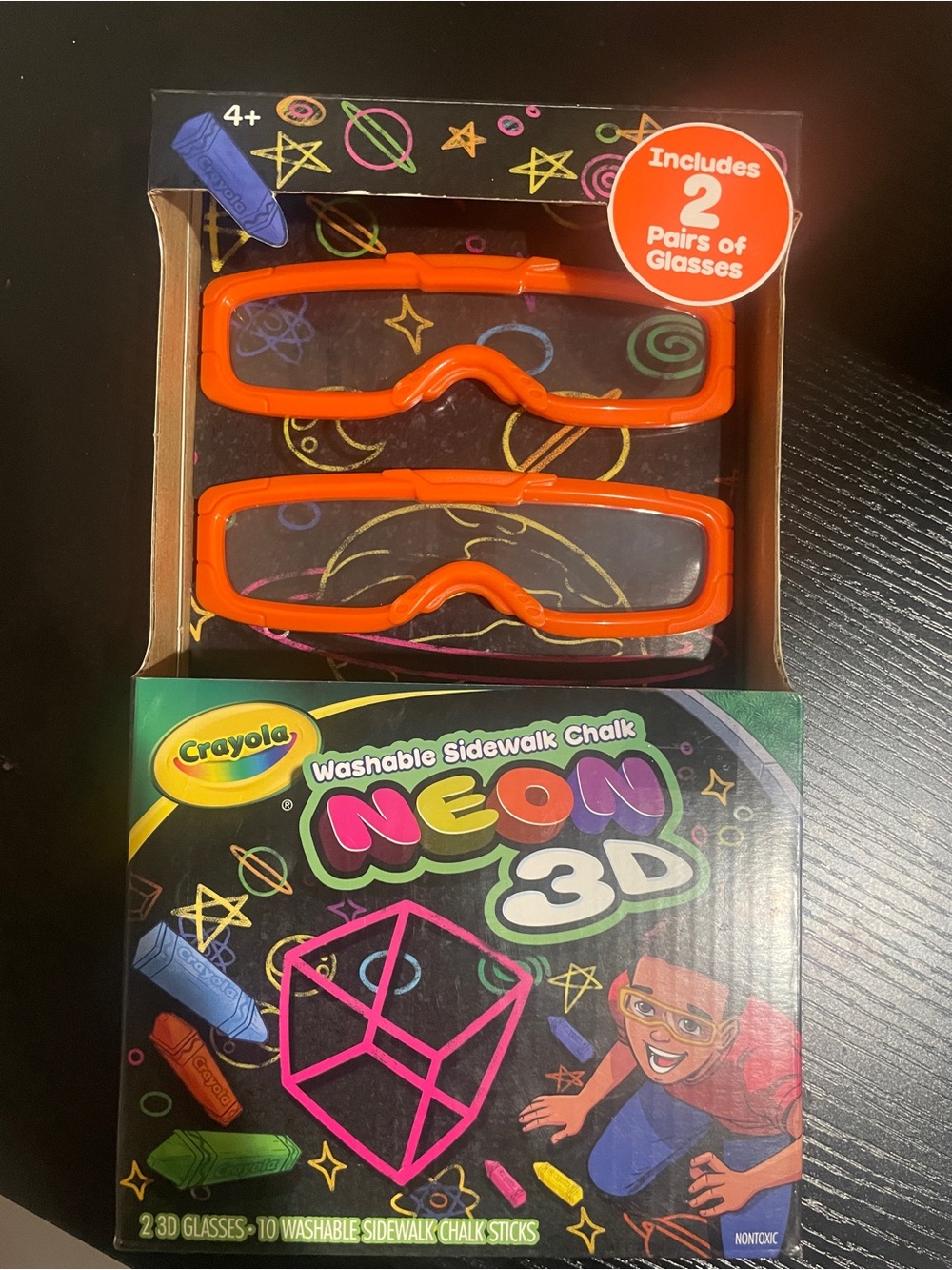 Crayola Neon 3D Washable Sidewalk Chalk Set with Orange 3D Glasses
